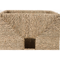 Panier de rangement tressé carré en jonc de mer, multi-usages, écologique et best-seller, avec design fenêtré - Boîte de rangement pliable pour vêtements et jouets