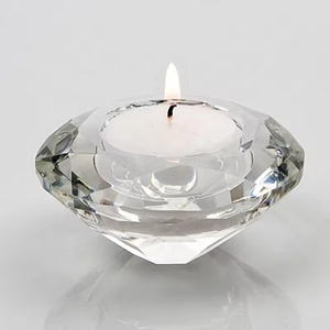 Portacandele a forma di luce da tè con diamante rotondo per matrimonio creativo portacandele Vintage in cristallo - Product Image 3