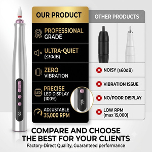 Vantrend Beauty - Machine à ongles professionnelle sans fil portable 35000 tr/min, rechargeable, faible bruit, en aluminium, pour les techniciens de salon - Product Image 3