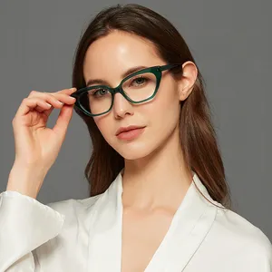 2024専門の大きなフレームアセテート眼鏡フレーム猫の目光学メガネ女性の女性のための安い眼鏡フレーム