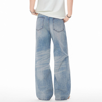 Pantalon en jean de haute qualité - Nouveau style rétro délavé, coupe droite ample, jambe large, style américain, pour homme