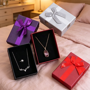 Luxury Square Paper Jewellery Box Custom Logo Printed Bow <b>Tie</b> Gift Packaging Box for Pendant Ring Bracelet - Product Image 5