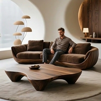 Canapé sectionnel Timberight de style nordique, luxe léger, en bois massif, tissu amovible et lavable, rembourrage en éponge haute densité, pour salon