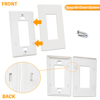 Plaque murale décorative Shanghai Linsky, standard américain, 2 modules, blanche, en PC, pour interrupteur/prise, fixation sans vis, pour usage domestique