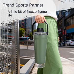 New Stainless Steel Vacuum Travel <b>Mug</b> <b>Large</b> Capacity 6-12 Hours Thermal Insulation Portable Straw for Fitness Protein Shakes - Product Image 3