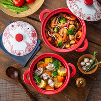 Casserole haut de gamme de style chinois avec couvercle en céramique, compatible gaz, résistante aux hautes températures, idéale pour la cuisson à sec, cadeau idéal pour la maison