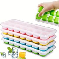 Bac à glaçons empilable en silicone sans BPA avec couvercles amovibles anti-déversement, bac à glaçons flexible en silicone à démoulage facile, 14 compartiments