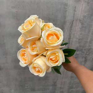 Bulgarian Rose <b>Artificial</b> <b>Bouquet</b> 9 Heads Silk Flower High Simulation Wedding Home Decor Centerpiece - Product Image 4