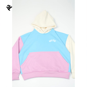 Felpa con Cappuccio Oversize Personalizzata da <span class=keywords><strong>Donna</strong></span>, Rosa Blu <span class=keywords><strong>Beige</strong></span>, Patchwork, Pullover con Cappuccio, Maglione Casual Streetwear - Product Image 3