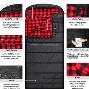 Sac de couchage d'hiver léger et portable pour adultes, confortable, à <span class=keywords><strong>0</strong></span> <span class=keywords><strong>degré</strong></span>, de type enveloppe, en nylon, avec capuche, pour le camping - Product Image 3