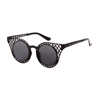 Lunettes de soleil œil de chat pour femmes, monture complète, protection UV400, monture noire en treillis