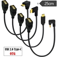 Cable USB 2.0 Hembra Tipo-C 2.0 OTG Chapado en Oro con Ángulo Izquierdo/Derecho/Arriba/Abajo para Teléfono Móvil y Compatibilidad con Memoria USB