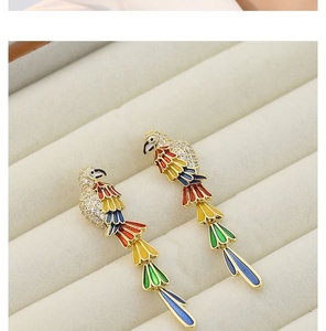 Boucles d'oreilles tendance perroquet style européen-américain, incrustation de zircon haut de gamme, au design unique et au tempérament affirmé - Product Image 6