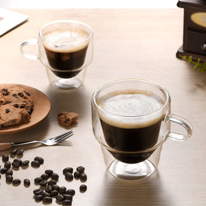 <span class=keywords><strong>Tasse</strong></span> en <span class=keywords><strong>verre</strong></span> isolée à double paroi à haute teneur en borosilicate avec poignée eau potable en gros, jus, <span class=keywords><strong>tasse</strong></span> à café empilable au lait - Product Image 4