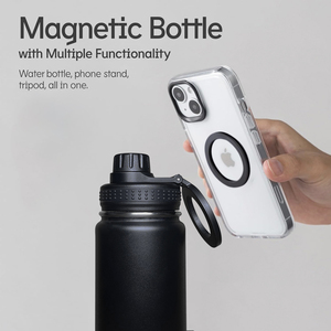 Magnetic Water Bottle Sport Mobile Cell Phone Holder GYM Thermos <b>Flask</b> Insulated Water Bottle Top with Magnet Phone Mount Stand - Product Image 2