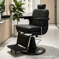 Fauteuil de Barbier Vintage en Métal, Réglable en Hauteur, Inclinable et Rotatif, avec Accoudoirs – Mobilier Commercial pour Salon de Coiffure