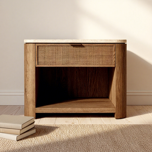 Comodino MYHOME in Stile Contemporaneo, Legno di Quercia Massiccio, Durevole, Antico, Arredamento Camera da Letto, 1 Cassetto - Product Image 1