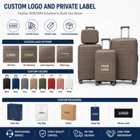 Valises sans fermeture éclair en PP rigide beige, prêtes pour l'audit d'usine, ensemble de voyage avec roues pivotantes, coque côtelée, assortiment de couleurs ODM