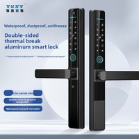 Serrure de porte intelligente extérieure étanche IP65, double lecteur biométrique, profil mince, cadre en alliage d'aluminium, contrôlée par application