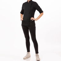 Nouveau design col montant fermeture éclair manches longues manches courtes uniforme de chef 100% coton restaurant cuisine bar veste de chef pour cuisinières