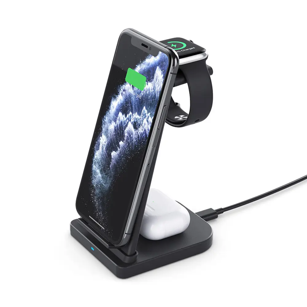 2021 New Removable Multifunction 3 in 1 Fast charge wireless Qi charger 3 in 1 wireless charger stand