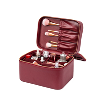 KONCAI Trousse de Maquillage de Voyage Duo Bordeaux Personnalisable Grande Capacité avec Séparateurs Ajustables
