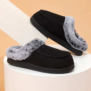 Chaussons d'intérieur en peluche pour hommes, style classique, grande taille, chauds pour l'hiver, antidérapants, en coton, très demandés - Product Image 3