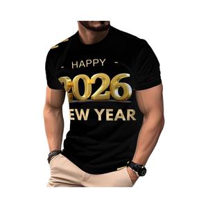 2026 Ano Novo Chegada Alta Qualidade Personalizado 180 Gramas Jersey Casual Impresso com Padrão <span class=keywords><strong>T-Shirts</strong></span> para Homens Atacado - Product Image 1