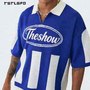 Premium Print Patchwork Polo Multi-Stripe Deconstructed shorts Sleeve Jersey <b>Tshirts</b> for men - Product Image 3