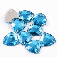 OLeeya Sparkle Premium 5A Strass à coudre à dos plat, en verre biseauté, forme triangle large, grands cristaux pour bijoux