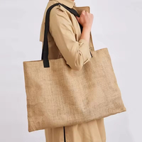 Sac fourre-tout en jute naturel, personnalisé avec logo, écologique et durable, idéal pour le shopping, les voyages d'été, la plage, les mariages et les fêtes