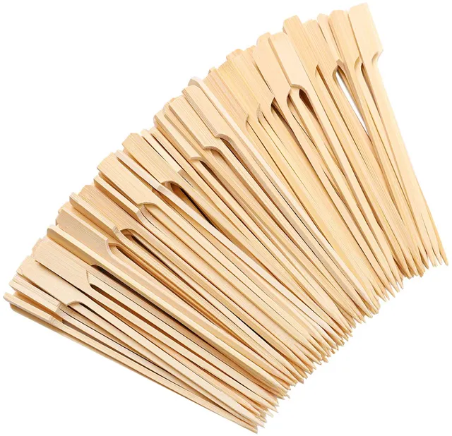 Chinese Manufacturer Orange Bamboo Paddle Stick Kebab Flat Barbecue Bamboo Skewers