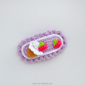 Schattige BB haarspeldjes, zoete meisjes haaraccessoires, aardbeienijs, handgemaakt gebreid gehaakt haarspeldje, handwerk - Product Image 5