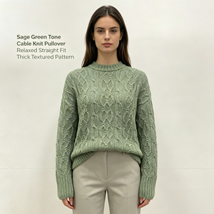 Suéter de Punto Grueso de Manga Larga para Mujer, Color Menta, de Alta Calidad, Personalizado OEM y ODM, Venta al Por Mayor, Estilo Casual, Marca Ulla - Product Image 2