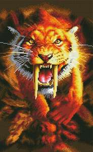 Kits de peinture diamant 5D moderne broderie ronde complète tigre à dents de sabre imprimé sujet animal - Product Image 3