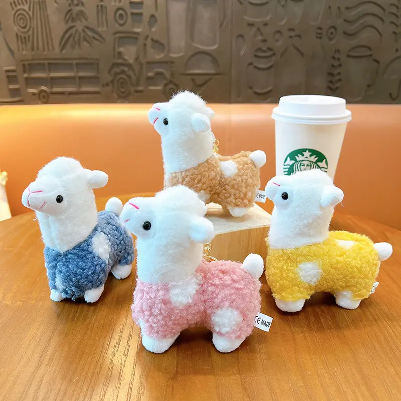 Bán Buôn Dễ Thương Siêu Mini Mềm Thú Nhồi Bông Búp Bê Sang Trọng 11Cm Cừu Alpaca Đồ Chơi Sang Trọng Động Vật Đồ Chơi Thú Nhồi Bông Móc Chìa Khóa Búp Bê Mặt Dây Chuyền