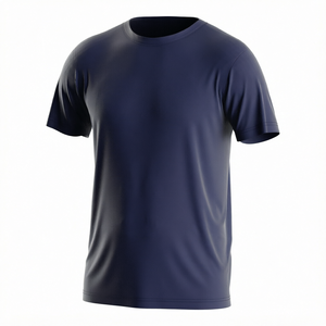 <b>Men's</b> <b>Navy</b> <b>Blue</b> O-Neck Short Sleeve T-<b>Shirt</b> 100% Polyester Quick Dry Regular Fit Casual Jersey Knitted Solid Color - Product Image 1