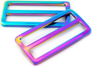 Boucles de réglage plates en métal arc-en-ciel, glissières pour ceinture CPS, boucles Triglide pour attache de sangle, artisanat du cuir, ajusteur de ceinture de sac - Product Image 1