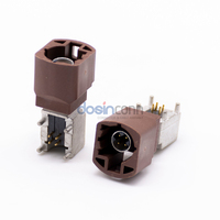 Conector Macho HSD de Alta Velocidad de 4 Pines, Código F, Montaje en PCB con Orificio Pasante para Radio Satelital de Vehículo