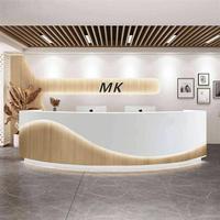 Comptoir de réception pour salon de beauté, placage bois stratifié, design moderne, pour hôpital, supermarché, hôtel, clinique, écologique, taille personnalisée