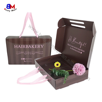 Boîte cadeau en papier pliable avec logo personnalisé imprimé, finition brillante ou mate, emballage pour cheveux, boîte pour perruque, boîtes d'emballage avec poignée en ruban
