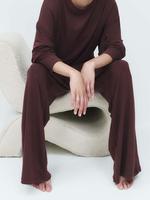 Ensemble décontracté personnalisé pour femme : haut à épaules tombantes et pantalon à cordon, ensemble de loungewear à manches longues pour femme
