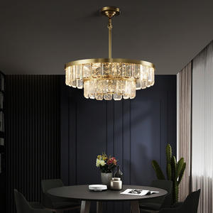 New Modern <b>Chandeliers</b> Indoor Hotel Decorative Dimmer Gold Round <b>Crystal</b> Ring Pendant <b>Light</b> - Product Image 5