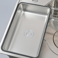 Évier de cuisine moderne portable à poser sur le comptoir, à cuve unique, en acier inoxydable, multifonction, avec robinet