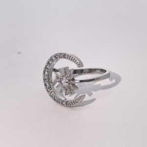 Tianyu Gems Dreamy Moon Star Zircon <b>Copper</b> Ring Women's Celestial Statement Fashion Accessory - Product Image 3