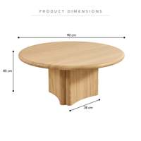 Table basse ronde en chêne moderne avec base sculpturale pour salon
