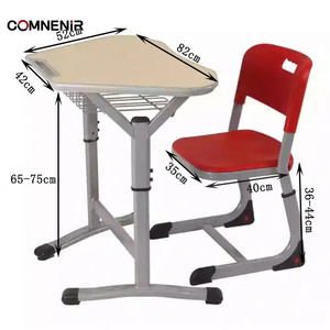 Ensemble bureau et chaise de classe simple moderne bureau d'école en métal avec placage pour étudiants pour les meubles de salle d'étude - Product Image 1