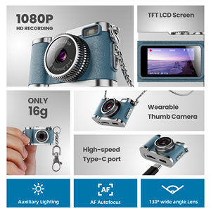 Mini <strong>Camera</strong> 1080P With 0.96' Screen Flashlight <strong>Wide</strong>-angle Lens with Audio Recording Mini Keychain Necklace <strong>Camera</strong> Retro <strong>Camera</strong> - Product Image 4