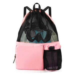 Factory Selling Beach Swimming Mesh <b>Backpack</b> Bag Travel Gym Sports <b>Drawstring</b> <b>Backpack</b> With Customized Logo - Product Image 5