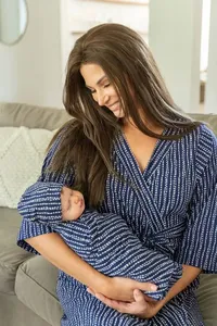 Nuevo Kimono para mujer, manta envolvente para bebé a juego, cárdigan informal <span class=keywords><strong>de</strong></span> alta calidad, vestido Floral para mujer <span class=keywords><strong>embarazada</strong></span> - Product Image 5